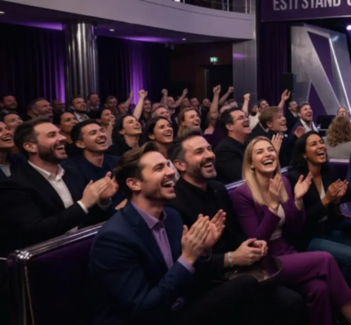 Nevető közönség egy Smart Traveell Hub stand-up esten