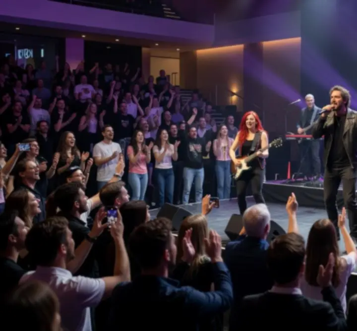 Élő koncert hangulatos színpaddal és közönséggel