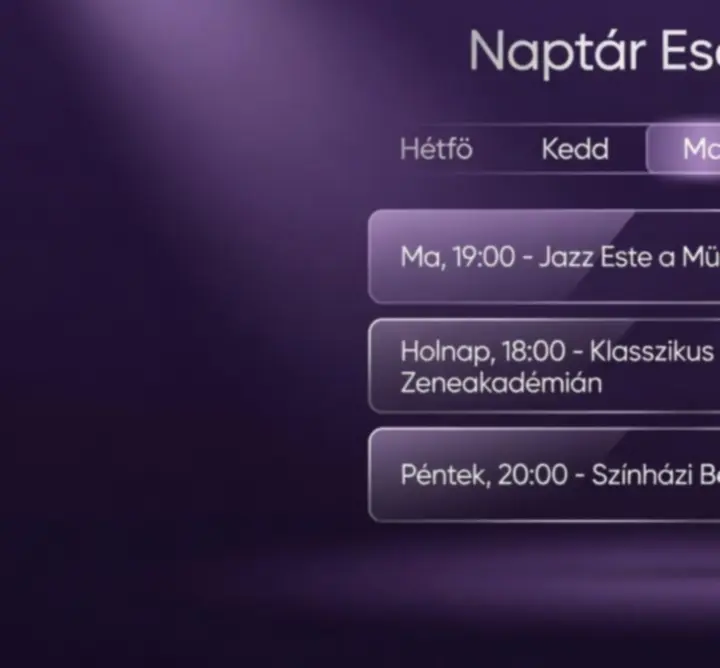 Smart Traveell Hub eseménynaptár vizuális előnézet
